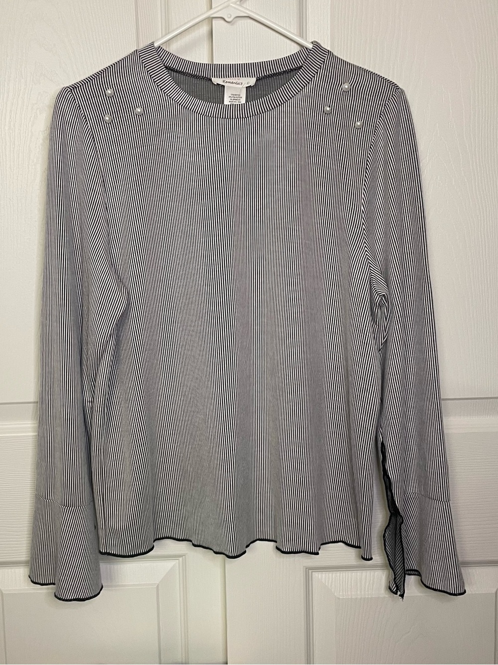 Urban Romantics Striped Blouse with Flared Sleeves size L